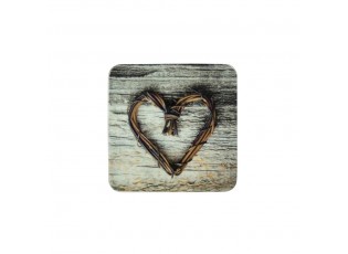 6ks pevné korkové podtácky srdce z větviček Heart Twig - 10*10*0,4cm