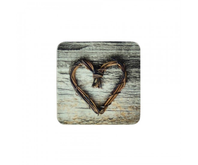 6ks pevné korkové podtácky srdce z větviček Heart Twig - 10*10*0,4cm Mars & More 