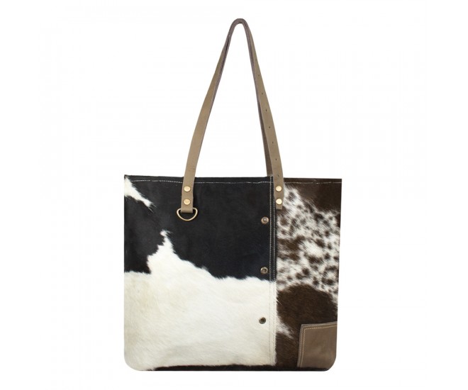 Hnědo-černá kožená kabelka přes rameno Vintage - 47*36cm Mars & More 