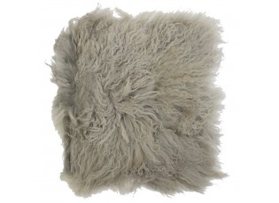 Kožený šedý podsedák dlouhý chlup Curly grey - 40*40*2cm 