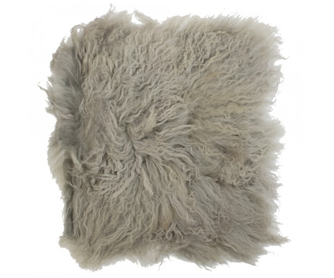 Kožený šedý podsedák dlouhý chlup Curly hair - 40*40*2cm Mars & More 