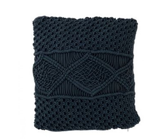 Tmavě modrý polštář s výplní Macrame - Ø 45*10 cm J-Line by Jolipa