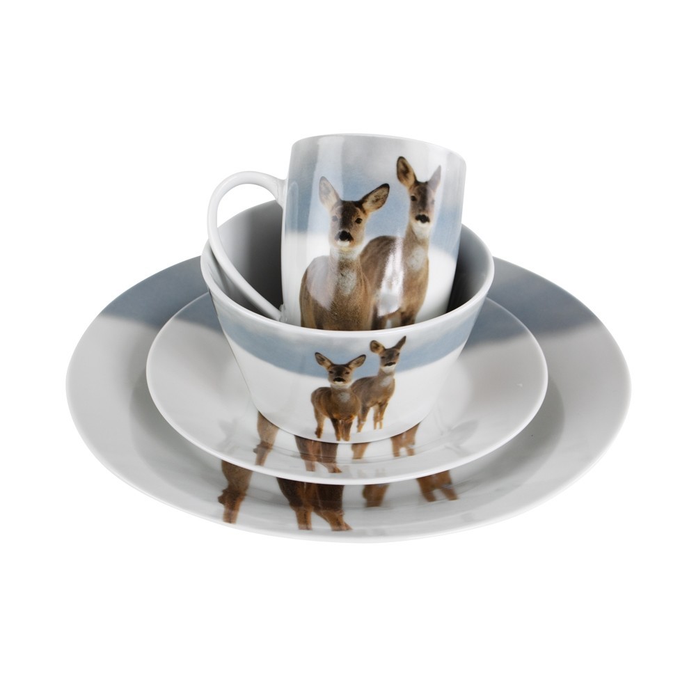 Porcelánový dezertní talíř se srnkami - Ø 19*2cm Mars & More Porcelánový dezertní talíř se srnkami - Ø 19*2cm Mars & More