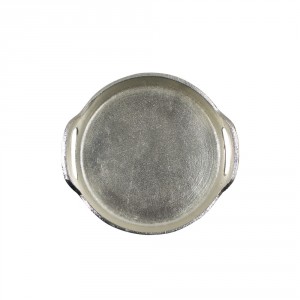 Kulatý stříbrný servírovací podnos s uchy Vind S - Ø22cm 