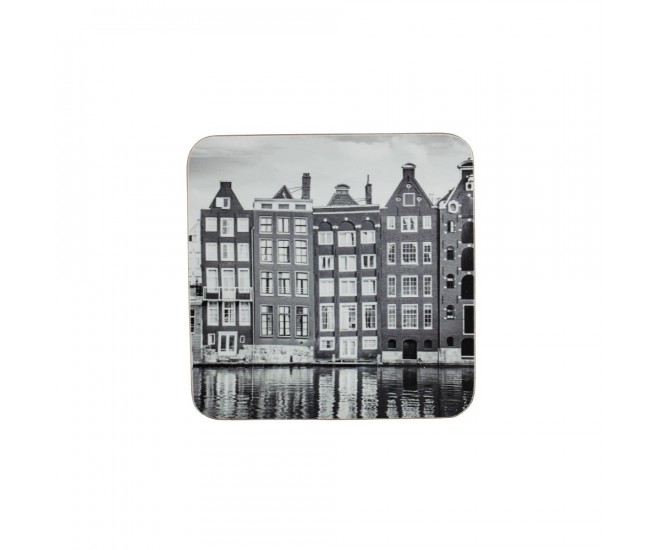 6ks pevné korkové podtácky s motivem Amsterdam - 10*10*0,4cm Mars & More 