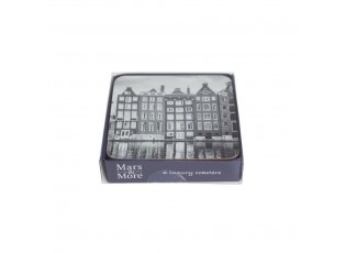 6ks pevné korkové podtácky s motivem Amsterdam - 10*10*0,4cm