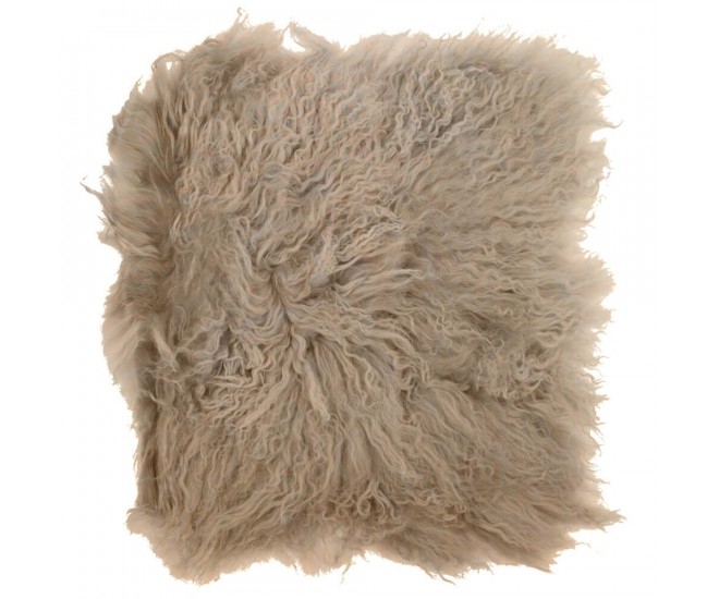 Kožený béžový podsedák dlouhý chlup Curly beige - 40*40*2cm Mars & More 