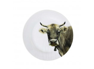 Porcelánový jídelní talíř s motivem švýcarské krávy - Ø 27*3cm
