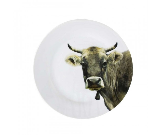 Porcelánový jídelní talíř s motivem krávy - Ø 27*3cm Mars & More 