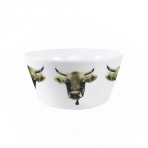 Porcelánová miska s motivem švýcarské krávy - 13.5*13.5*7.5cm
