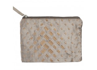 Taupe sametová toaletní taštička - 15*21cm