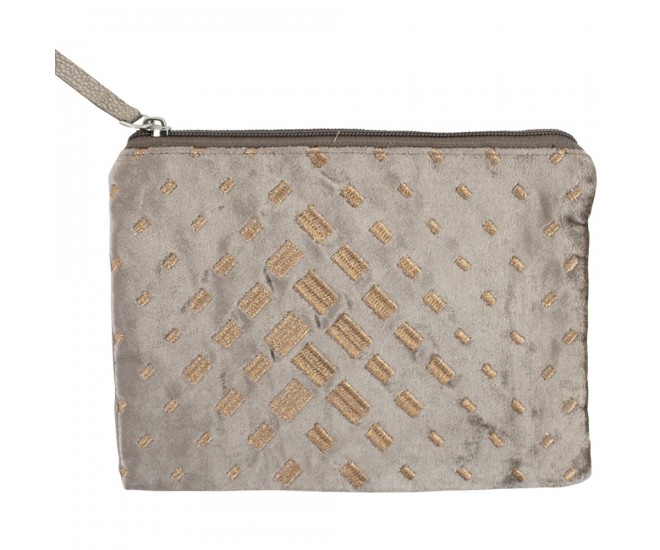 Taupe sametová toaletní taštička - 15*21cm Mars & More 