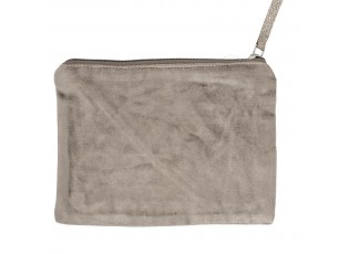 Taupe sametová toaletní taštička - 15*21cm