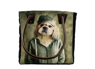Sametová kabelka s koženými uchy mr. Dog - 32*30*19cm