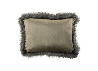 Bílo - zlatý sametový polštář lemovaný kožešinou Copp - 45*35*10cm