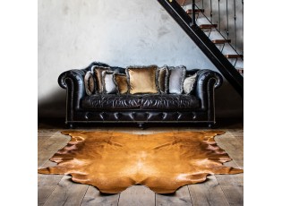 Bílo - zlatý sametový polštář lemovaný kožešinou Copp - 45*35*10cm