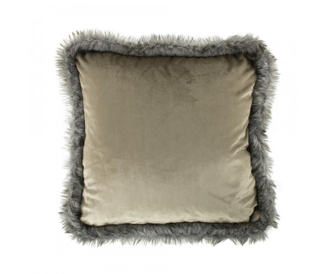 Bílo - zlatý sametový polštář lemovaný kožešinou Copp - 45*45*10cm Mars & More 