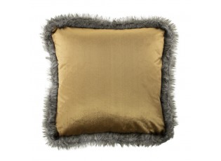 Měděný sametový polštář lemovaný kožešinou Copp - 45*45*10cm