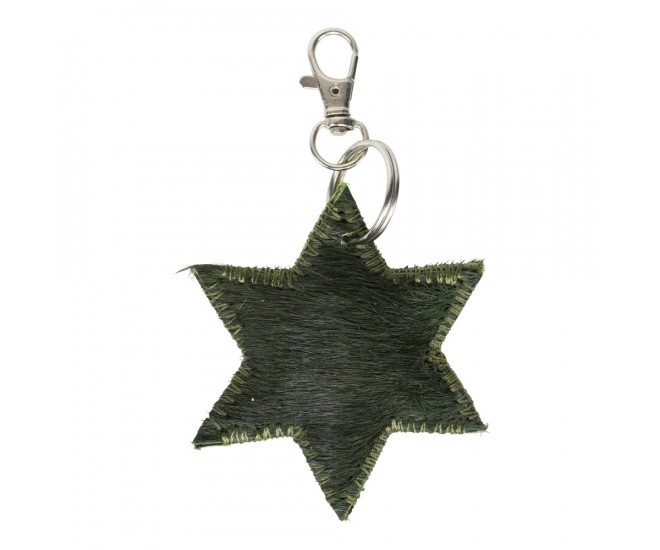 Klíčenka mini hvězda zelená z hovězí kůže - 7*7*1,5cm Mars & More 