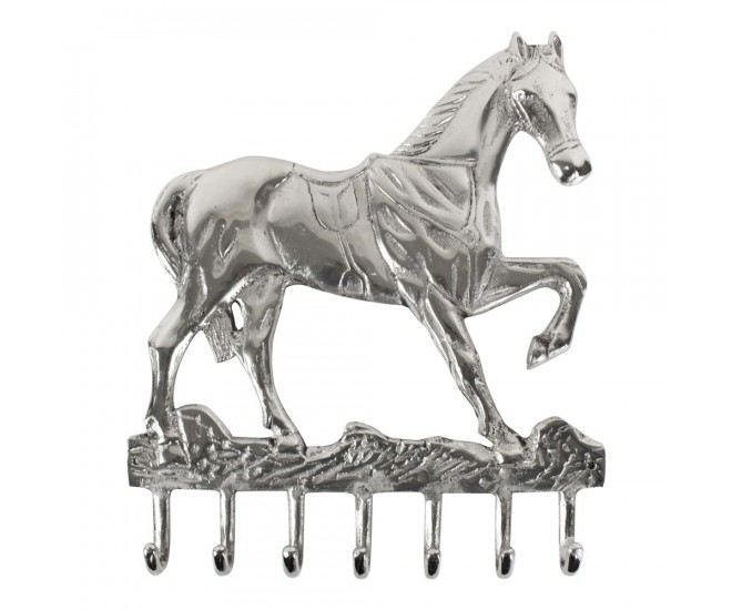 Stříbrný nástěnný věšák kůň Horse - 4*36*41,5cm Mars & More 