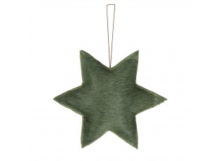 Závěsná dekorativní zelená hvězda z hovězí kůže L - 20*20*4,5cm