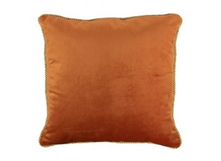 Oranžový sametový polštář obšitý krouceným zlatým provázkem Velvet - 45*10*45cm