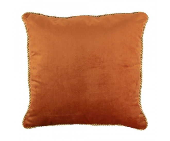 Oranžový sametový polštář obšitý krouceným zlatým provázkem Velvet - 45*10*45cm Mars & More 