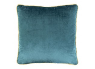 Petrolejový sametový polštář obšitý krouceným zlatým provázkem Velvet - 45*10*45cm