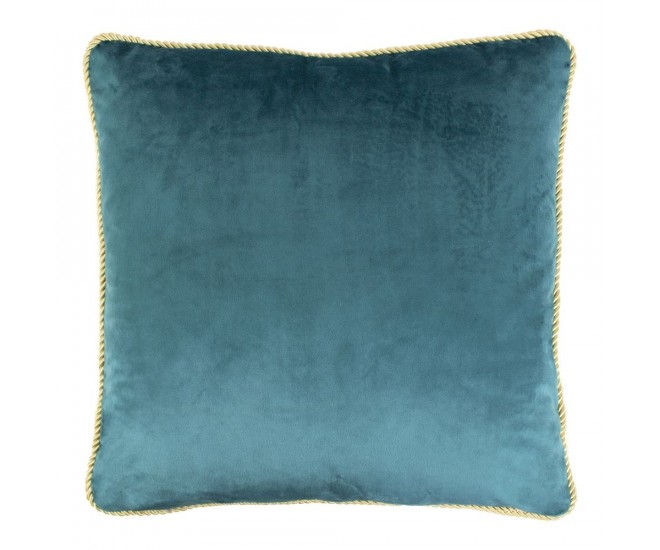 Petrolejový sametový polštář obšitý krouceným zlatým provázkem Velvet - 45*10*45cm Mars & More 