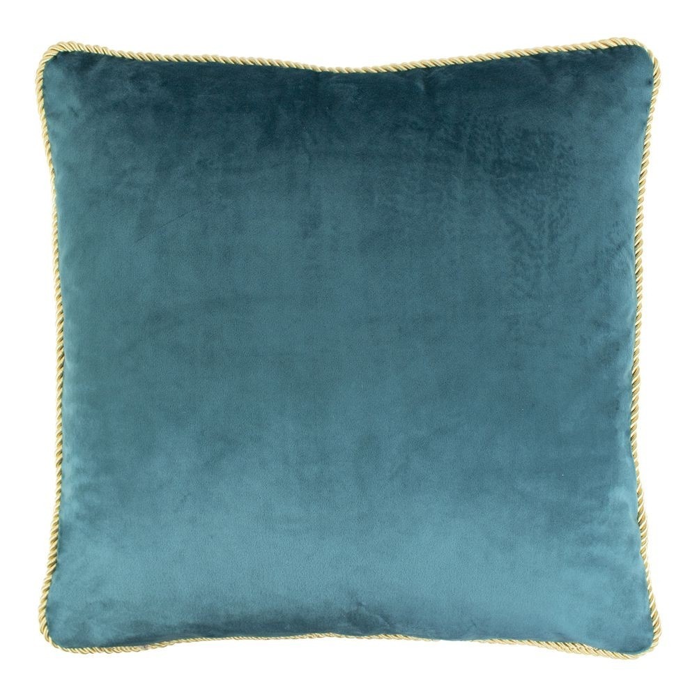 Petrolejový sametový polštář obšitý krouceným zlatým provázkem Velvet - 45*10*45cm