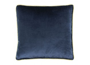 Tmavě modrý sametový polštář obšitý krouceným zlatým provázkem Velvet - 45*10*45cm