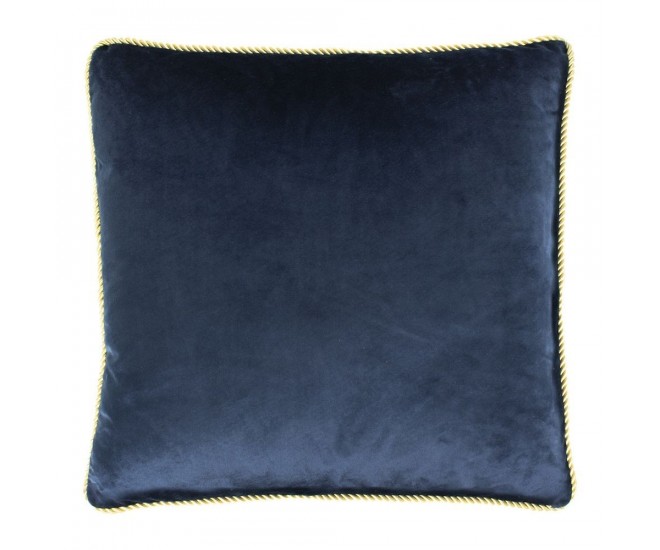 Tmavě modrý sametový polštář obšitý krouceným zlatým provázkem Velvet - 45*10*45cm Mars & More 
