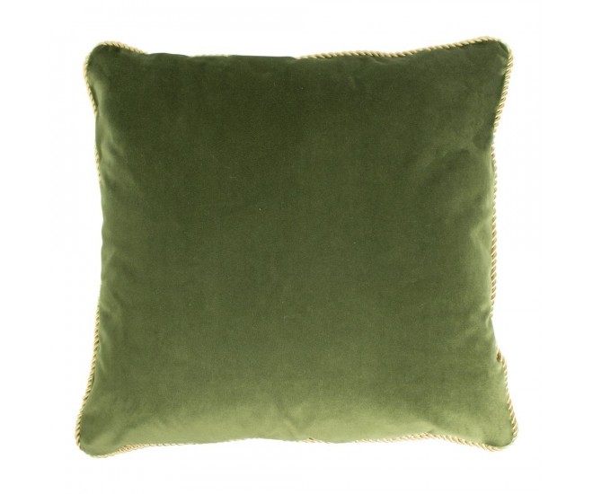 Zelený sametový polštář obšitý krouceným zlatým provázkem Velvet - 45*10*45cm Mars & More 