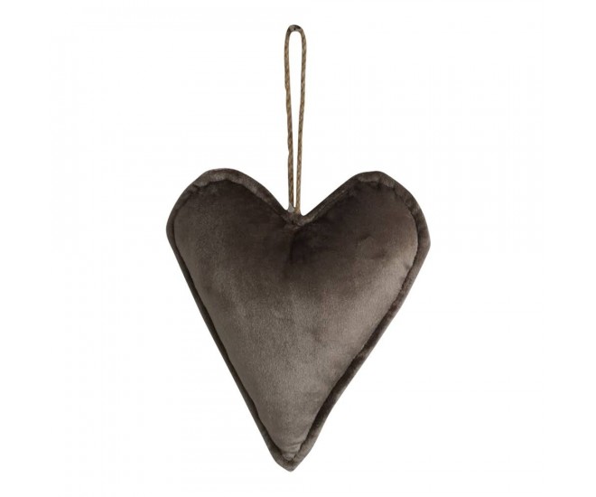 Sametová závěsná dekorace srdce taupe - 16*18*5cm Mars & More 