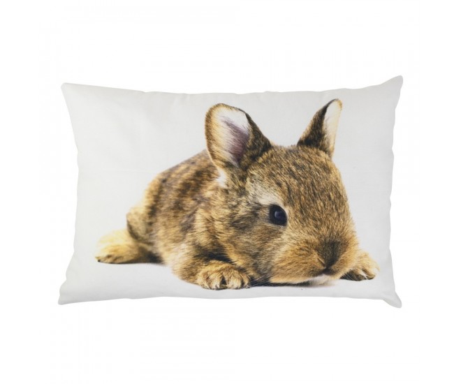 Bílý bavlněný polštář s králíčkem Rabbi - 50*35*10cm Mars & More 
