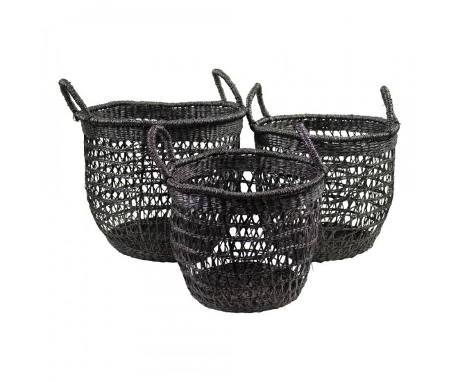 3 ks pletených košíků Quentin - 35*35*30cm / 32*32*27cm / 28*28*26cm Mars & More 