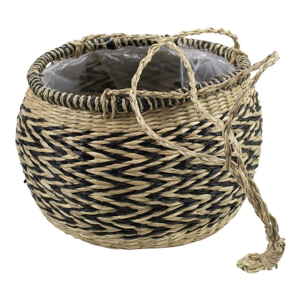 Závěsný květináč z mořské trávy Zigzag - Ø 20*18cm Mars & More Závěsný květináč z mořské trávy Zigzag - Ø 20*18cm Mars & More