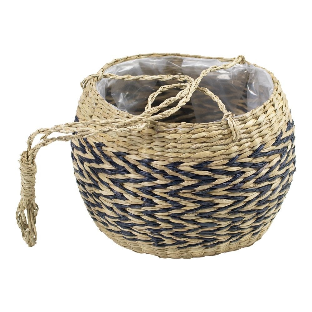 Závěsný květináč z mořské trávy Zigzag - Ø 20*18cm Mars & More Závěsný květináč z mořské trávy Zigzag - Ø 20*18cm Mars & More