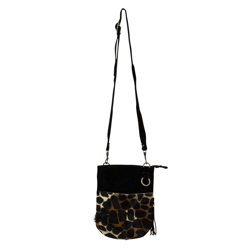 Černo hnědá kožená kabelka přes rameno Giraffe - 27*22*0,7 cm Mars & More Černo hnědá kožená kabelka přes rameno Giraffe - 27*22*0,7 cm Mars & More