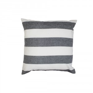 Černo-bílý bavlněný pruhovaný polštář Chambray - 40*40*10cm