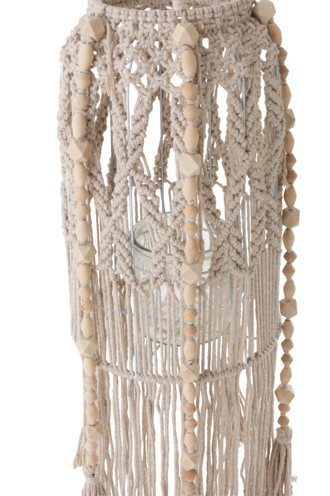 Skleněný závěsný svícen s provázky Macrame - Ø 25*125cm J-Line by Jolipa Skleněný závěsný svícen s provázky Macrame - Ø 25*125cm J-Line by Jolipa