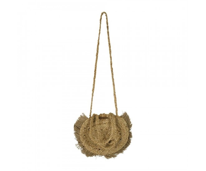Přírodní kulatá jutová Crossbody s třásněmi - Ø26*7cm Mars & More 