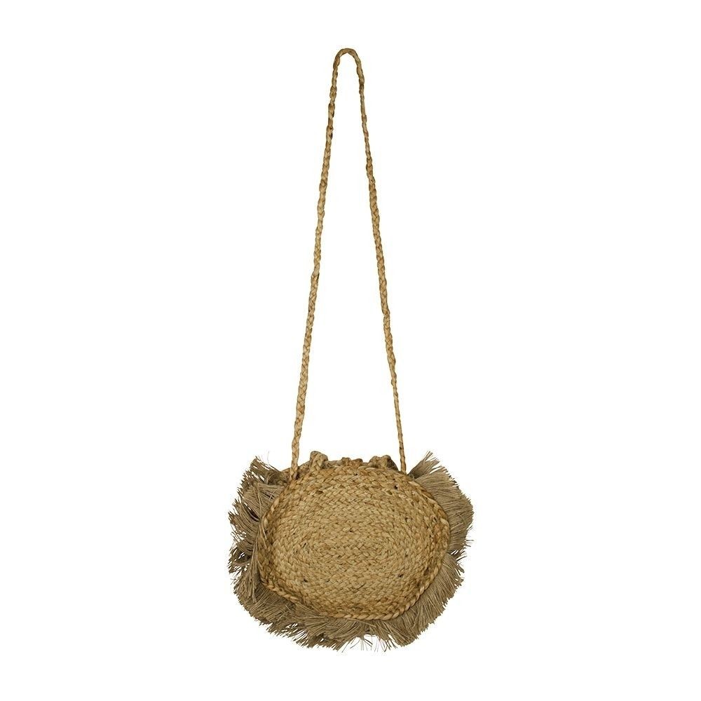 Přírodní kulatá jutová Crossbody s třásněmi - Ø26*7cm Mars & More Přírodní kulatá jutová Crossbody s třásněmi - Ø26*7cm Mars & More