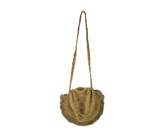 Přírodní oválná jutová Crossbody s třásněmi - 26*4*22cm Mars & More 
