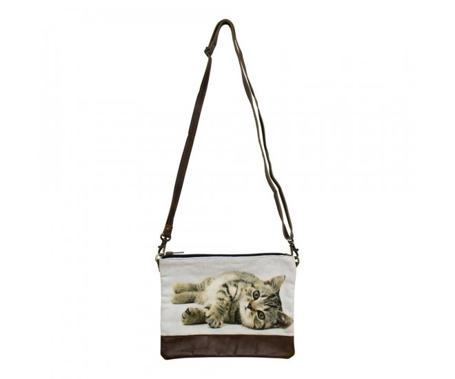 Kožená bavlněná Crossbody s koťátkem - 23*2*18 cm Mars & More 