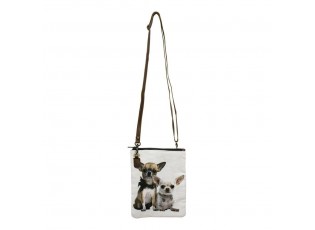 Kožená bavlněná Crossbody s Čivavou - 18*2*23cm