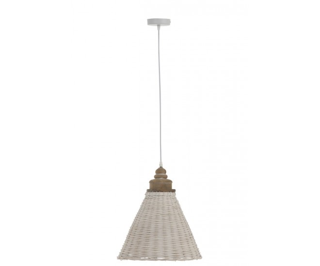 Bílé ratanové kónické závěsné světlo Iconic - Ø 35*42/112 cm J-Line by Jolipa