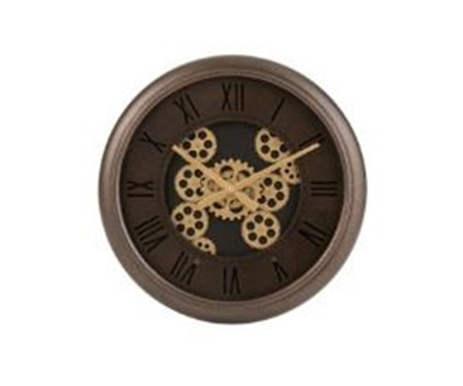 Nástěnné hodiny s kovovým rámem a zlatými ozubenými kolečky Jessamond - Ø 52*7 cm J-Line by Jolipa