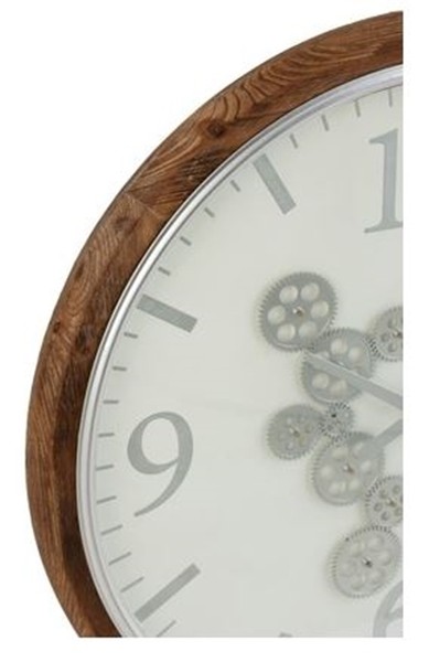 Velké nástěnné hodiny s dřevěným rámem a ozubenými kolečky Laudine L - Ø 75*6 cm J-Line by Jolipa Velké nástěnné hodiny s dřevěným rámem a ozubenými kolečky Laudine L - Ø 75*6 cm J-Line by Jolipa