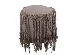 Bavlněný puf Macrame taupe - Ø 45*45cm